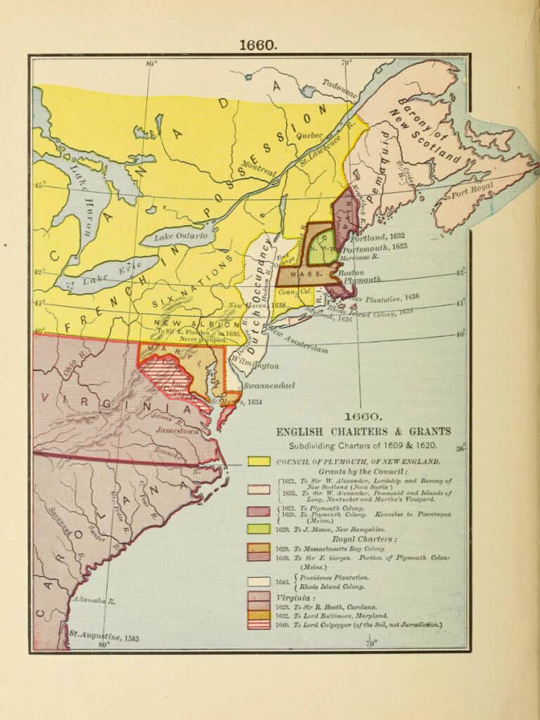 1660 Map English Charters u0026 Grants