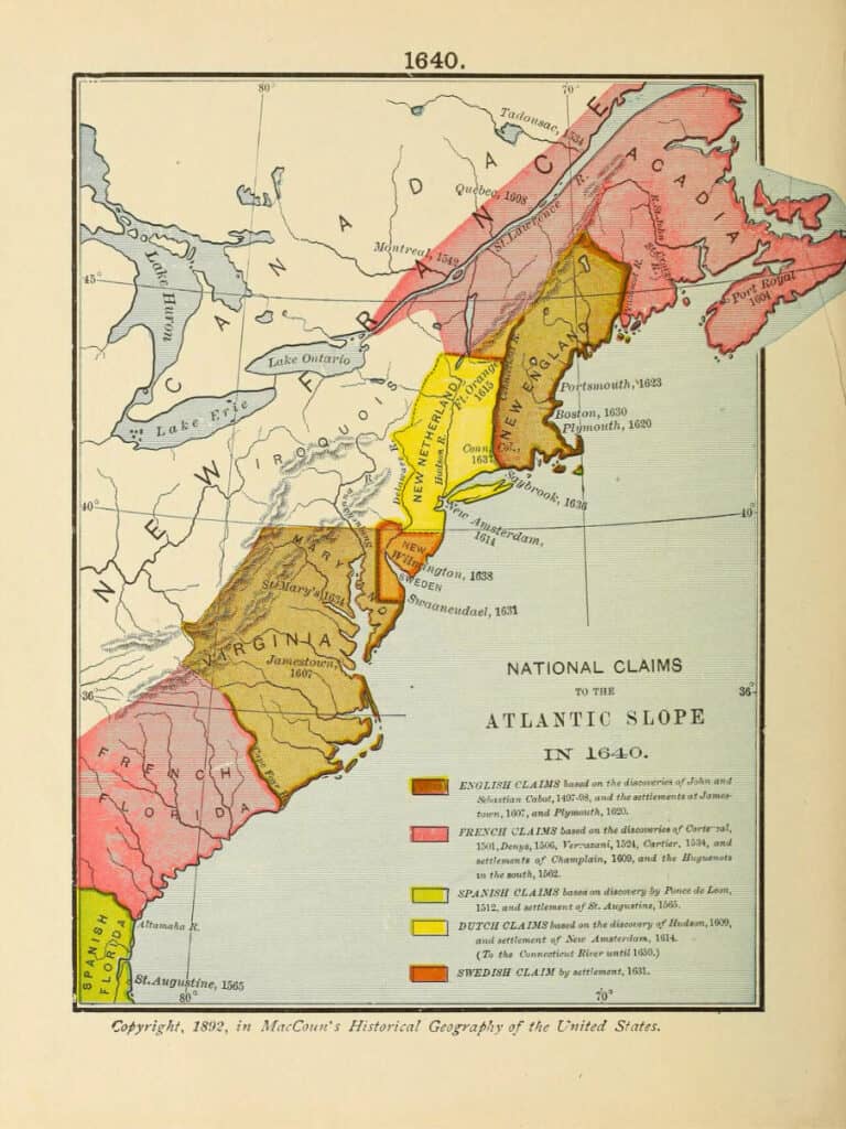 1640 Map of the American Atlantic Slope