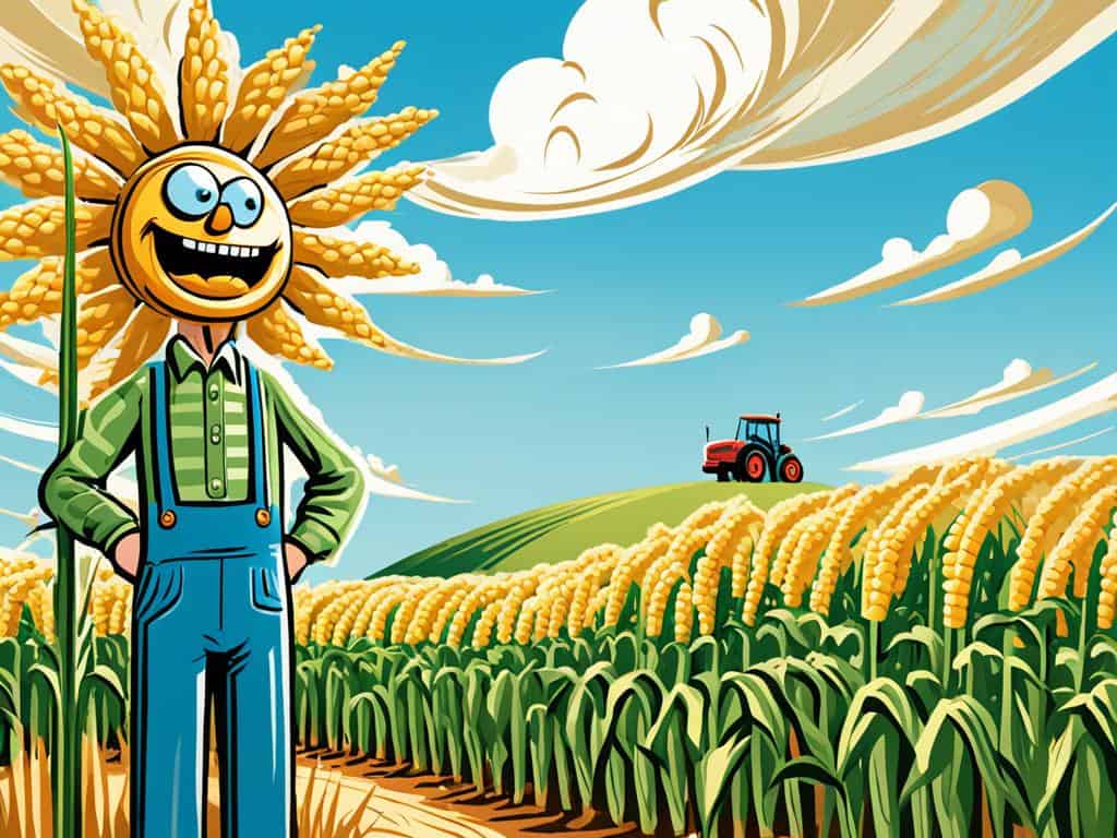 a cartoon of a sunflower scarecrow representing how farming shaped Southern sayings.