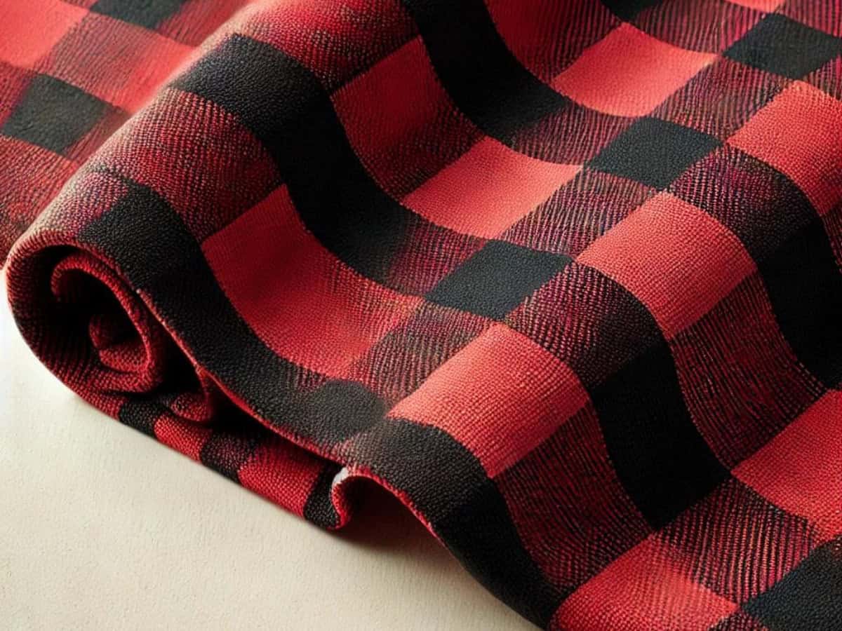 a red and black buffalo plaid fabric