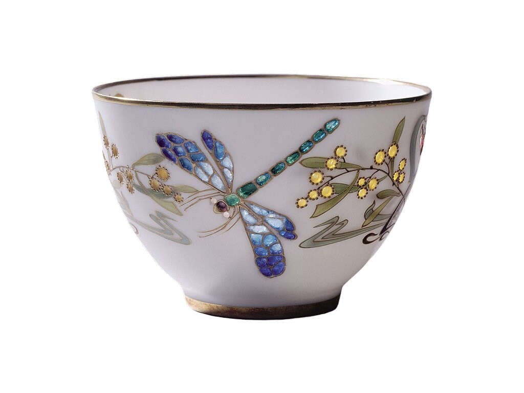 Dragonfly cup, hard porcelain and translucent enamels, Limoges, Pouyat Manufacture, between 1902 and 1906