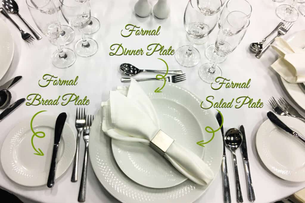 Formal Place Setting with Bread, Salad and Dinner Plate