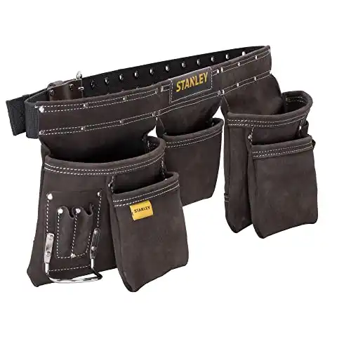 STANLEY Leather Tool Belt Pouch Apron, Multi-Pockets Storage Organizer